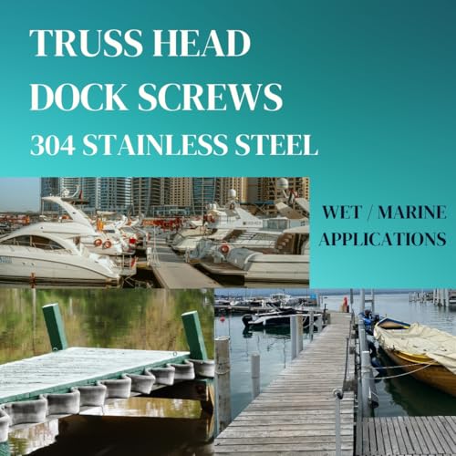180 Piece Truss Head Stainless Steel Screw Set for Dock Bumper Installation Marine Grade 10 x 1-1/4 Inches SS 180