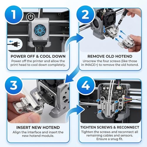 Hotend Module Heating Replacement Kit for AD5X 3D Printer, with Thermistor Temperature Sensor Heater Cartridge Fixing Clip & Screws, Stable Heating Easy Assembly Accessories