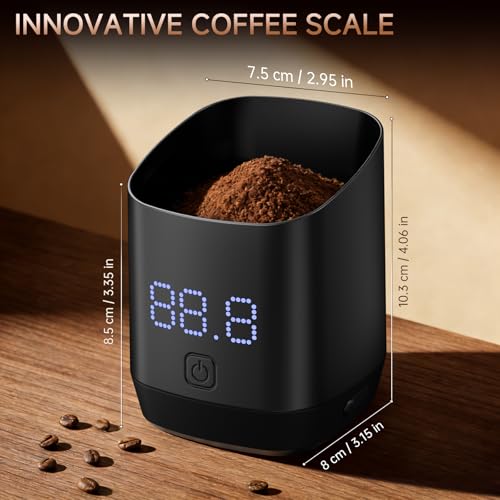 Digital Coffee Scale, 0.1g High Precision Electronic Kitchen Scale with LED Display, Rechargeable Touch-Sensitive Button Espresso Scale for Coffee Lovers Black