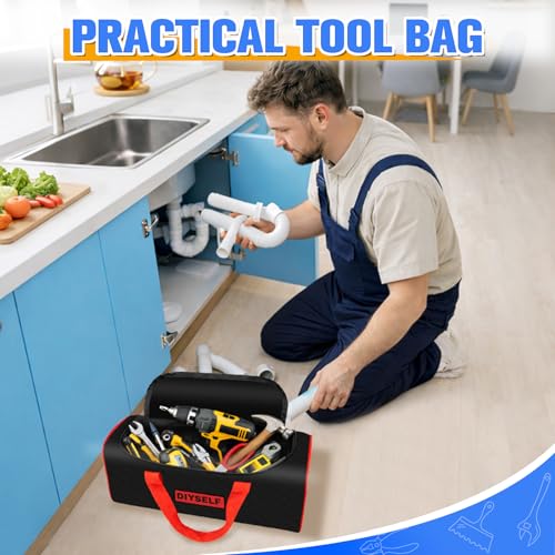 DIYSELF 3 Pack Large Tool Bags, 13-Inch Wide Opening Utility Bag Set Large 13inch