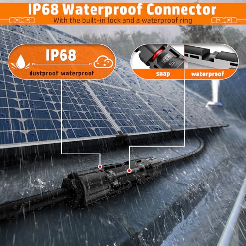 PEBA Crimping Tool and Solar Connectors Kit, Solar Crimper for AWG 16-10 Solar Panel Cable Wire, with 12 Pairs IP68 Solar Connectors & Stripping Pliers | Ratchet Crimp Tool Kit - Solar Installation 2 Tools - 12 Pairs
