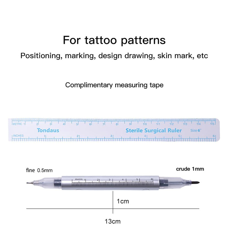 GBK Tattoo Pens Set of 6 with Ruler, Skin Marker Pen for Skin Marking, Tattoo Pen & Stencil Pen, Body Painting Pens, Skin Marker, Tattoo Accessories for Adults, Waterproof
