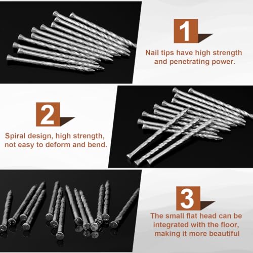 Tandefio 300 Pcs Stainless Steel Flooring Nails, 2-1/4 Inches, Silver