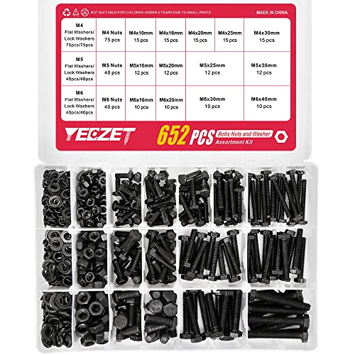 163 Set M4 M5 M6 Heavy Duty Bolts and Nuts Assortment Kit Alloy Steel Grade 8.8 Includes 13 Most Common Sizes M4,M5,M6--163 Set Bolts and Nuts Kit