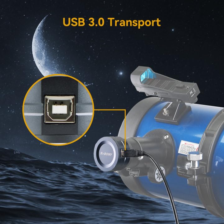 SVBONY SV105 Telescope Camera, 1.25 inch IMX307 CMOS Color Electronic Telescope Eyepiece, Planetary Camera for Telescope, Suitable for Astrophotography Beginners