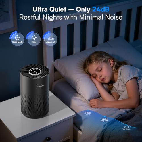 Air Purifiers for Bedroom & Home with H14 True HEPA Filter, Covers Up to 1280ft², 360° Air Intake, Quiet Pet Air Purifier, Fragrance & Timer,Removes Smoke, Pet Dander & Pollen,Black Black