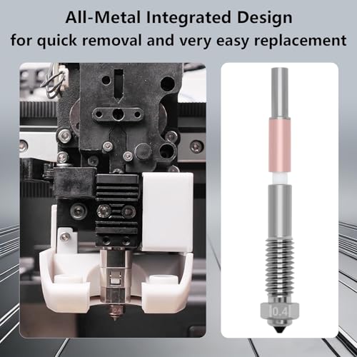 2PCS 0.4mm Bimetal Nozzle for QIDI Q2/Q2C, Quick-Swap Integrated Ceramic Throat Tube Hardened Steel Nozzle All-Metal High Temperature Resistant Hotend Nozzles Replacement for QIDI Q2 3D Printer 2PCS 0.4MM Nozzle