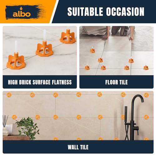 ALBO Tile Leveling System Base Plates 1/8" - 250 PCS - Professional Floor & Wall Spacers, Anti-Lippage Installation Clips for All Tile Formats, Self-Leveling Spacer System nova Spacer 1/8" 250 PCS