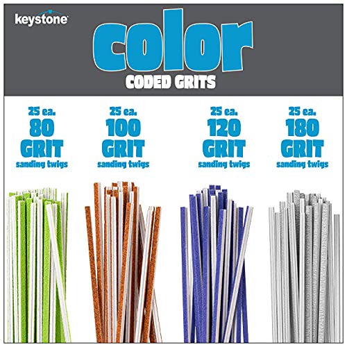 KEYSTONE 200 Sanding Twig Assortment Pack with 7 Different Color Coded Abrasive Grits