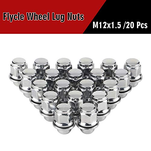 M12x1.5 Wheel Lug Nuts for Cmary Corolla, 20PCS One-Piece OEM Mag Lug Nuts 12x1.5 Lug Nut with 3/16'' (21mm) Hex for Camry Tacoma Corolla Rav4 4Runner ES350 IS300, Chrome