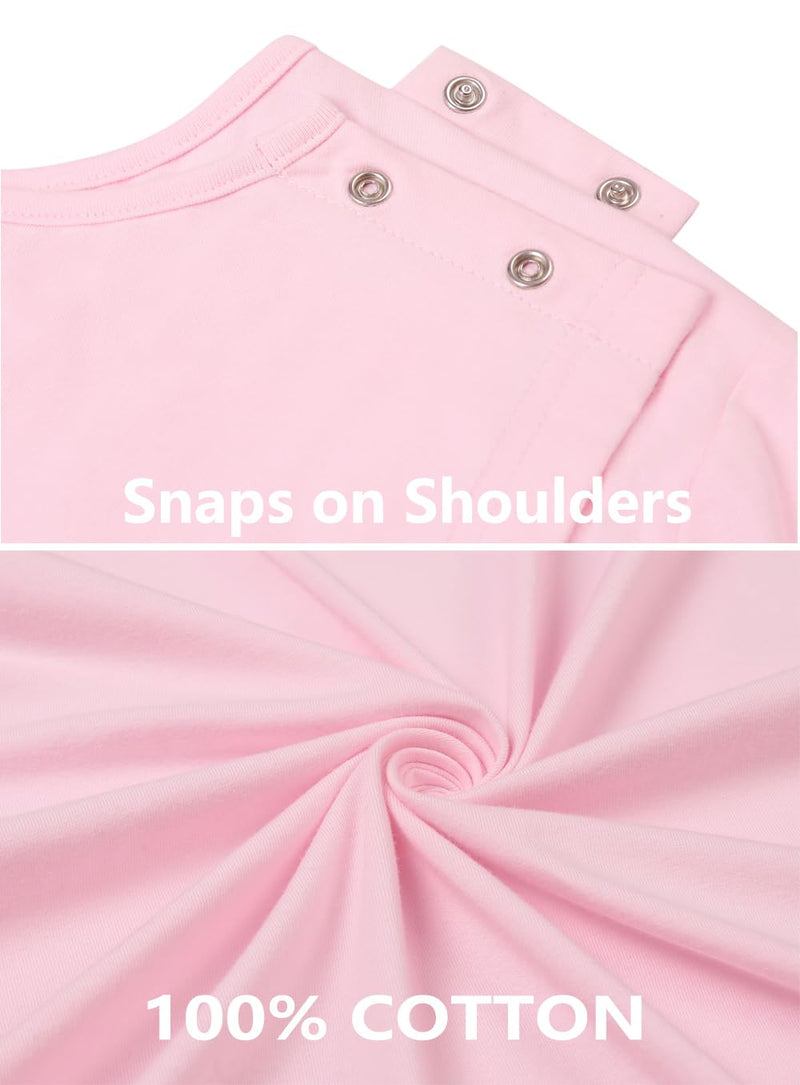 AVIIER 100% Cotton Hospital Gowns for Women Open Back Tear Away Post Shoulder Surgery Dress Adaptive Clothing Nightgowns Medium Pink