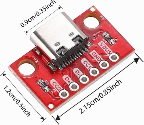 PENGLIN 5pcs USB Type C Breakout Board Serial Breakout Socket 6P | 2.54mm PCB converter board 5 x USB C