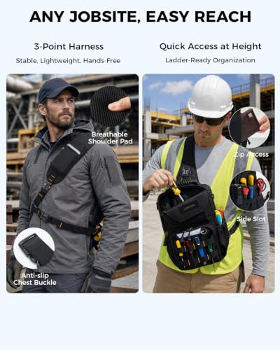 Electrician Tool Chest Bag, Tactical HVAC 3-Point Harness Black