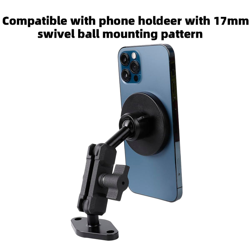 Aluminum AMPS to 17mm Ball Adapter with Extension Rod for Car Phone Holder, Drill Mount Ball Plate Base Meets Industry Standard AMPS Hole Pattern,Compatible with Garmin GPS Nuvi Dezl Drive Zumo RV