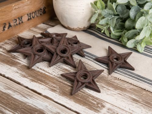 Cast Iron Texas Lone Star Decorative Stars Washers, 4", 12 Count