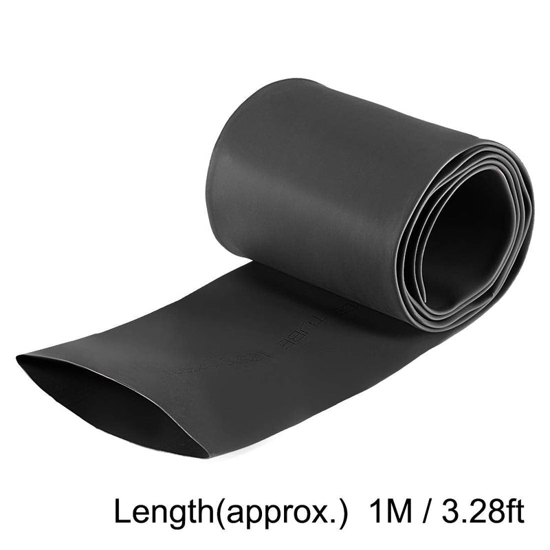 sourcing map Heat Shrink Tubing 2" (50mm) Diameter 80mm Flat Width 2:1 Ratio Cable Sleeve 1m Black