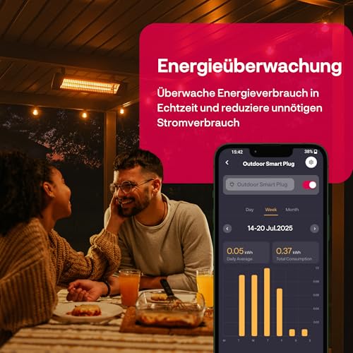 Innr Smart Outdoor Socket for Hue* and Zigbee Hubs (Pack of 2) | Smart plug for outdoors, 16 A garden socket with current measurement, IP54 waterproof Black - 16 Amp 2 pieces