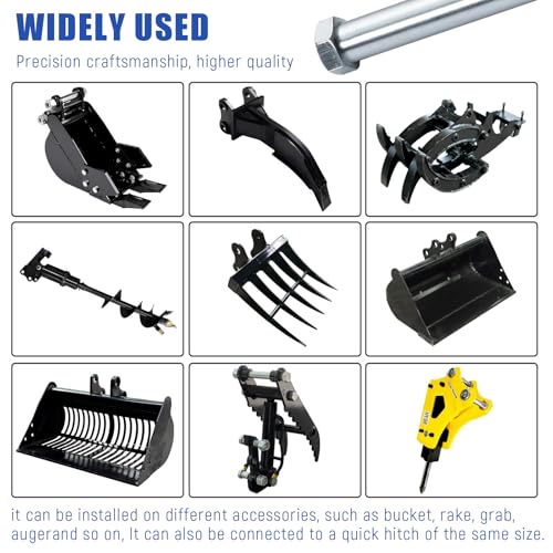 Mini Excavator Pins 25mm/0.98in with Self-Locking Nut, High-Strength Manganese Steel Link Pins for Bucket Attachments (2-Pack) - Compatible with Small Diggers & Backhoe Accessories 2 PCS