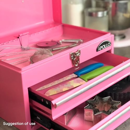 Apollo Tools 14 Inch Steel Tool Box, Pink DT5010P