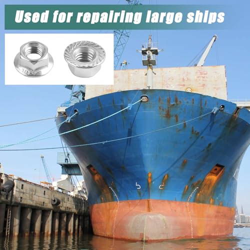 50 Pcs M10 x 1.5mm Flange Nuts,304 Stainless Steel Metric Serrated Flange Hex Flange Nuts, Bright Finish Lock Nuts,Silver M10 x 1.5, 10mm, 10mm