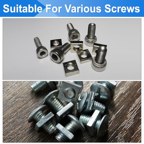 uxcell 25Pcs M8x30mmx5mm Square Nuts, Carbon Steel Zinc Plated Coarse Thread Square Nuts Fasteners for Home Repairs and Professional Engineering, Silver 25