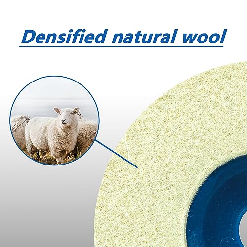 SALI Polishing Hoods Pack of 10 Angle Grinder Wool Buffing Disc 125 mm Polishing Attachment Angle Grinder Buffing Disc Flex Polishing Discs Sanding Sanding Tool for Glass, Ceramic, Plastic, Car