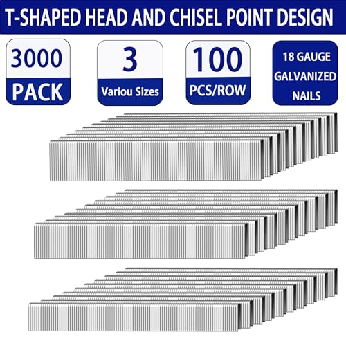 HW HAMWOO 18 Gauge 1/4" Narrow Crown Staples,1/2",3/4",1":3000pcs 3Sizes(1/2",3/4",1")--3000pcs