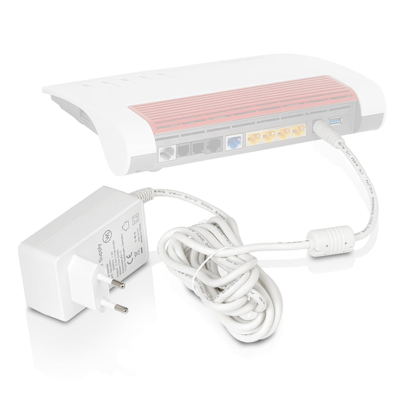 Wicked Chili 12 V / 3.5 A Power Supply 3 m Long Cable Compatible with AVM | Fritz!Box Router, Fritz WLAN Repeater (AX, DSL, Cable, LTE) Telekom Speedport Smart, Plug Power Supply Extension 300 cm