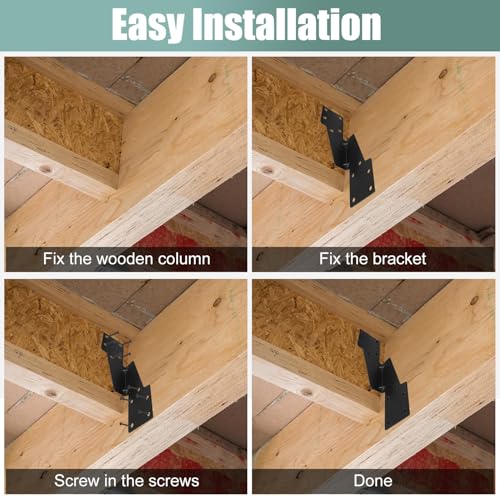 30 Pack Heavy Duty Hurricane Ties with Black Powder-Coated, Hurricane Straps Trusses/Rafters Ties Brackets Joist Hangers for Wood, Shed, Roof 30