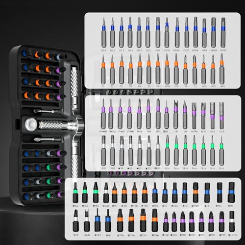 115-In-1 Magnetic Screwdriver Set Ratchet Screwdriver Set S2 Steel Drill Bits Multi-Functional Compact Repair Tool Kit Suitable for Furniture Precision Appliances Bicycles Ideal Gift for Men ‎black