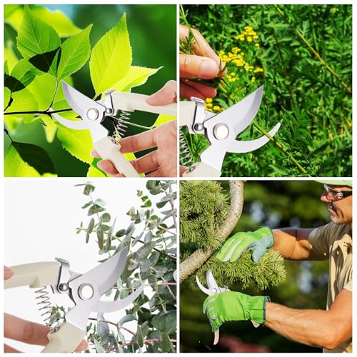 20 Garden Flower Shears Pruning Scissors Heavy Duty Plant Scissors Trimming Garden Clippers Hand Tree Pruner for Yard Gardening Plants Hedge Flower Tree Cutting Secateurs (Beige)