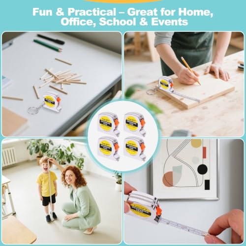 100 Pcs Mini Tape Measure Keychains, Retractable Measuring Tapes