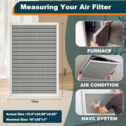 16x25x1 Reusable Air Filter, Washable, MERV 8, Permanent Electrostatic Air Filter, Lasts a Lifetime, Breathe Safely at Home or in the Office 25" x 16" x 1"