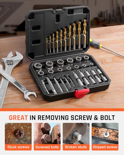 Kolvoii 39-Piece Easy Out Screw Extractor Set & Broken Bolt Extractor Kit 39 PCS