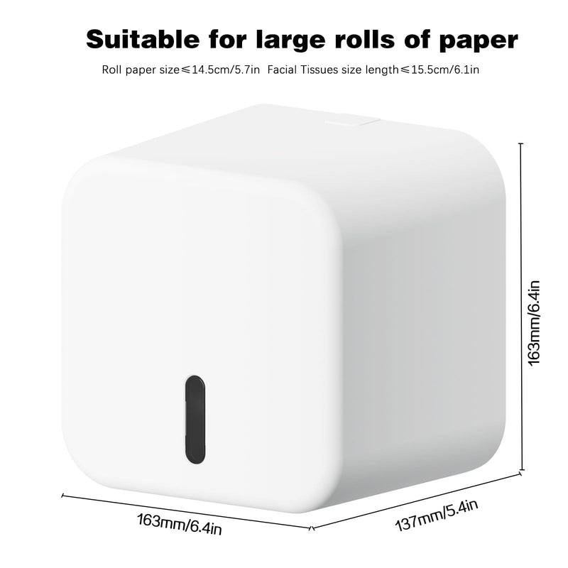 Colist Toilet Paper Holder Self Adhesive, with Cover, Cat Proof, Waterproof | Enclosed, Wall Mount, No Drilling, with Top Phone Shelf & Visual Window, for Bathroom RV Camping, White Large