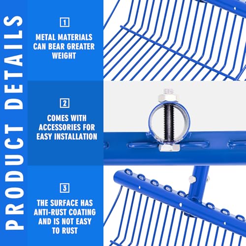 Tandefio 1 Pack Manure Fork Replacement Head Metal Pitchfork Horse Manure Rake Garden Pitch Fork Replacement Head with Angled Tines for Horse Stall Poop Picking up(Blue) Blue