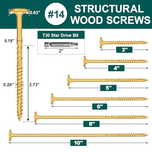 #14 x 6 Inch Wood Structural Lag Screws #14 x 6" Yellow 54