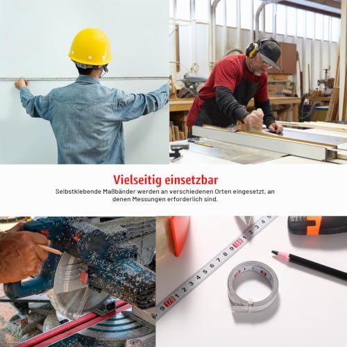 YIXISI 2 x 2 m self-adhesive tape measure, metric for gluing, left to right, for T-rail milling cutter, table saw, woodworking tool, white 2m - From left to right - 2 pieces