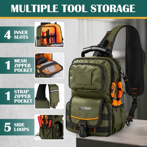 Electrician Tool Pouch Bag,8L HVAC Tool Organizer Bag with 3-Point Harness