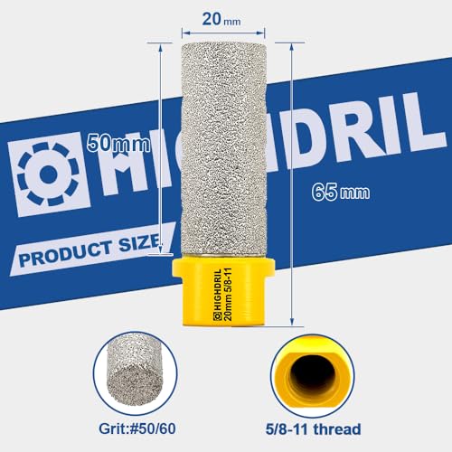 HIGHDRIL Diamond Milling Bit for Enlarging and Shaping Hole,Diameter 25MM (1") Dry Drilling Core Bit for Porcelain,Hard Ceramic,Granite and Marble