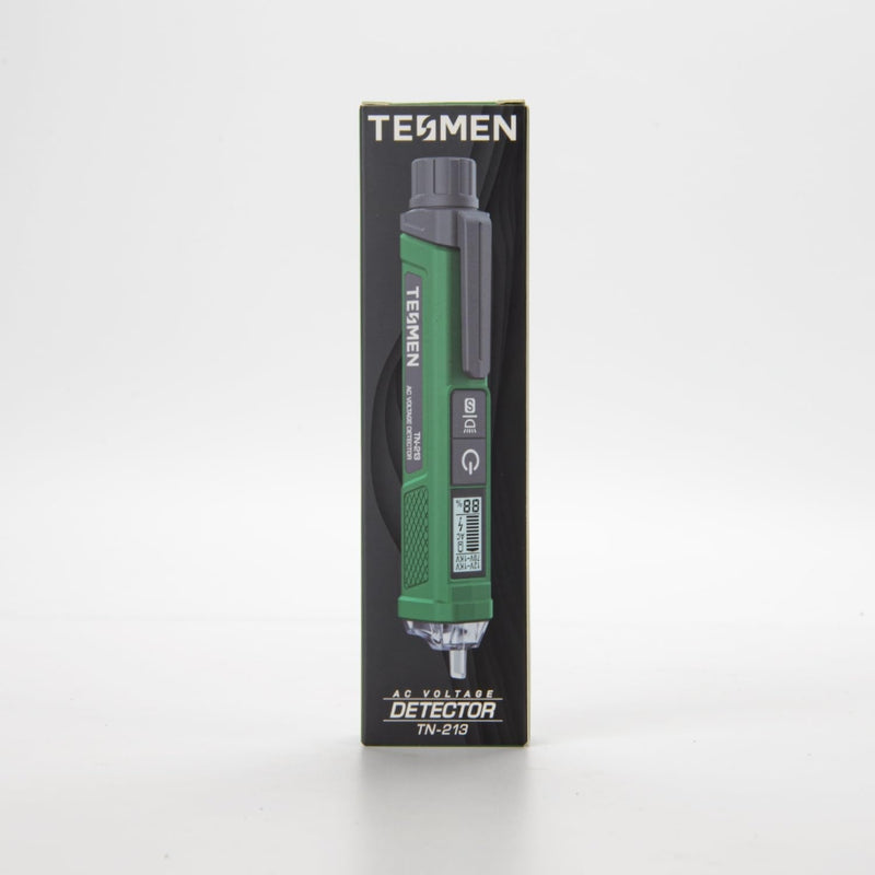 Non-contact voltage tester, TESMEN TN-213, phase tester, non-contact continuity tester, AC 12V-/70V-1000V, dual range, flashlight, LCD display in percent, buzzer alarm, wire break detection-green green