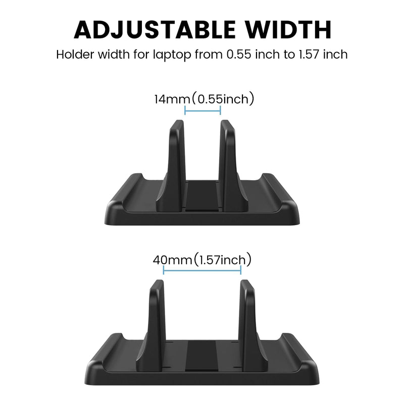 3 in 1 Vertical Laptop Stand Holder,Adjustable ABS Plastic Desktop Notebook Dock,Vertical Laptop Stand Space-Saving for All MacBook/Surface/Samsung/HP/Dell/Chrome Book
