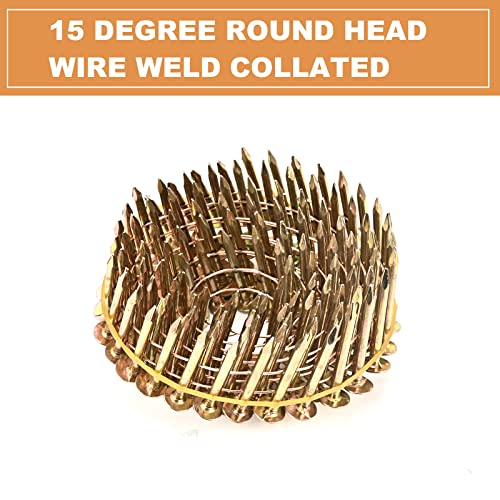 15 Degree Coil Roofing Nails 1"x .120" for Roofing Nail Gun 600 Pcs 1 inch