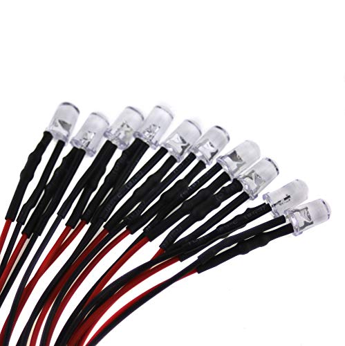 10 x 5 mm LED, 5 V, red, with 20 cm connection cable and integrated series resistor 10 x 5mm