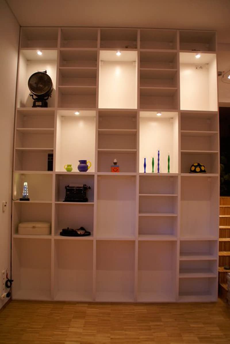 Cefrank Dimmable Puck Lights, 6pcs Warm White Bookcase Lighting Kit w/Rotary Dimmer Switch, Total of 18W, 1500 Lm LED Under Cabinet Lights - Warm White, 3000K