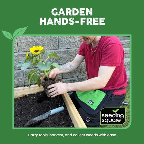 Pokey Planter + Black Harvest Apron Bundle – Dibber Tool for Planting Seeds & Seedlings with Garden Apron for Easy Carry & Organization