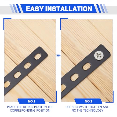 Zonon 10 Pcs 16 Inches Flat Straight Brace Brackets Adjustable 201 Stainless Steel Mending Plate 408mm/16 '' Length 16 Screw Hole Straight Bracket, 2.8 mm Thickness, Slot for 5/16" Screw (Black) Black