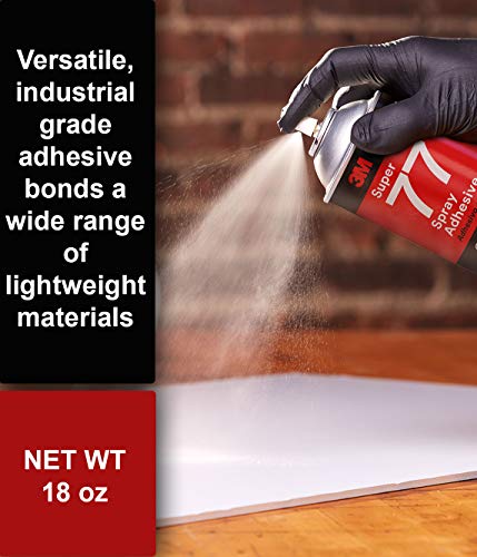 Bundle of 3M Hi-Strength 90 Spray Adhesive, Permanent, Clear Glue, Will Spray Upside Down + 3M Super 77 Multipurpose Permanent Spray Adhesive Glue, Low VOC Hi-Strength 90 - Low VOC Bundle of 90 + 77 - Low VOC 19 oz