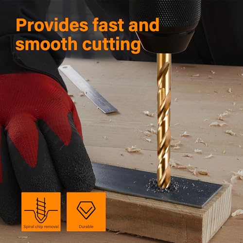 29pcs Cobalt Drill Bit Set, M35 High Speed Steel Twist Jobber Length Kit with Metal Index Storage Case, Drill Bits for Metal, Stainless Steel, Cast Iron, Plastic and Wood 1/16"-1/2"(29pcs)
