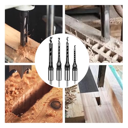 Square Hole Drill Bit Adapter and Square Hole Drill Bit Set for Wood Mortising Attachment Drill Press Hollow Chisel Mortise Drill Tool for Mortise Machine